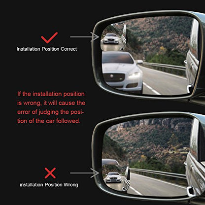POMFW Frameless Blind Spot Mirror for Cars - 2 Pack HD Glass Convex Rear View Mirror, 360° Rotate Sway Adjustable Side Mirror for SUV, Truck, Van - Driving Safety Accessories - style: Sector
