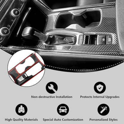 Carbon Fiber Gear Shift Panel Cover Compatible with 2018-2022 10th Gen Honda Accord Gas - color: Style 3