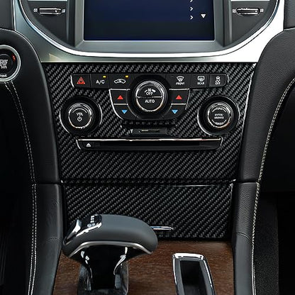 Car Air Conditioning A/C Panel Decals for 2011-2014 Chrysler 300 / 300C / 300S / Limited/Base Accessories Carbon Fiber Interior Stickers - color: Center Control Panel, 2011-2014