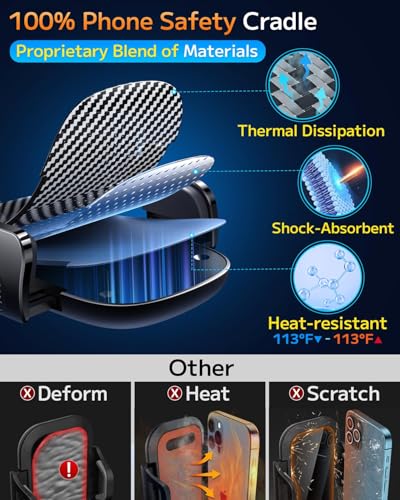 Qifutan Car Phone Holder Mount Phone Mount for Car Windshield Dashboard Air Vent Universal Hands Free Automobile Cell Phone Holder Fit for iPhone Smartphone Camera Mounts - style: Carbon fiber