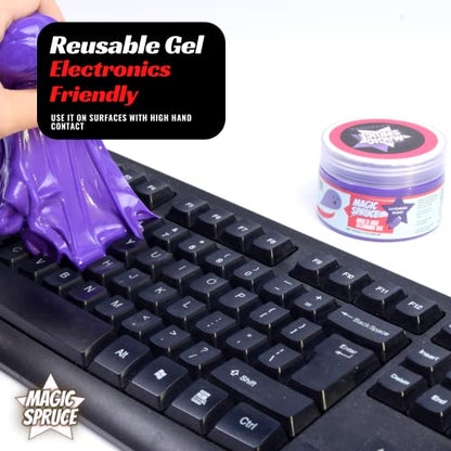 MAGIC SPRUCE Car Detailing Kit Gel for Car Interior Dashboard Cleaner Products, Non-Water Dust Remover Scented Freshner, Upholstery Cleaning Putty, Laptop Computer Cleaning Accessories Car Slime - color: Purple