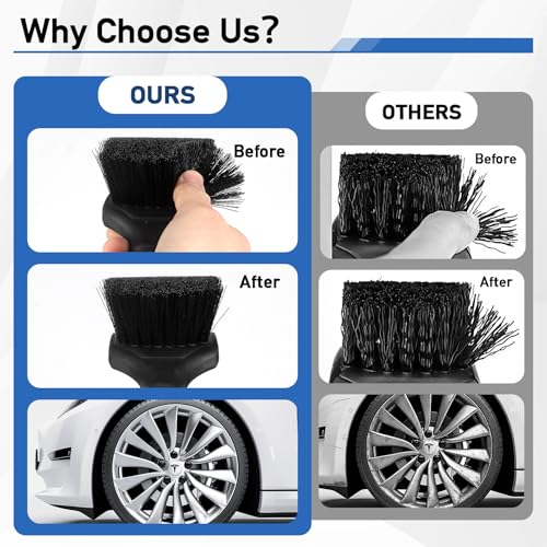 MVEQRRN 2Pack Car Wheel & Tire Detailing Brush Set,Stiff Bristle tire Brush for CleaningTires, Wheel Cleaner Brush with Soft Bristles,Car Wheel Cleaning Brush for Alloy Rims, Carpet,Tires,RVs (Black) - color: black