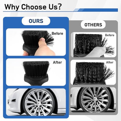 MVEQRRN 2Pack Car Wheel & Tire Detailing Brush Set,Stiff Bristle tire Brush for CleaningTires, Wheel Cleaner Brush with Soft Bristles,Car Wheel Cleaning Brush for Alloy Rims, Carpet,Tires,RVs (Black) - color: black