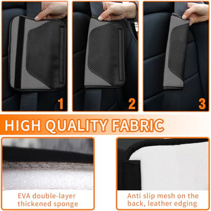 2PCS Car Seat Belt Cover, Carbon Fiber Safety Seatbelt Shoulder Strap Covers, Breathable Leather Soft Harness Pad for Car Interior Accessories (Black/Gray) - color: Black/Gray