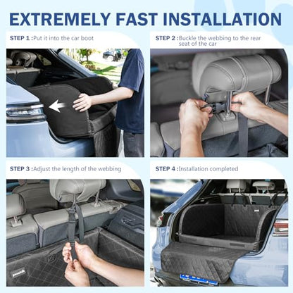 Pecute SUV Cargo Liner for Dogs, Water Resistan Pet Trunk Cover with Soft Cushion, Non-Slip Dog Back Seat Mat for SUVs Sedans with Bumper Flap Protector, Padded, Black - size: L