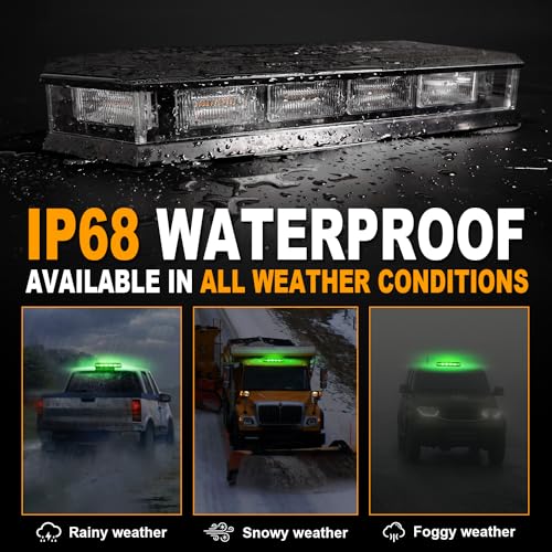 ASPL 16.5 Inch Roof Top Beacon Emergency Strobe 56 LED Magnetic Warning Caution lights Bar Traffic Hazard Plow Light for Trucks Vehicles Construction Snowplow (Green) - color: Green