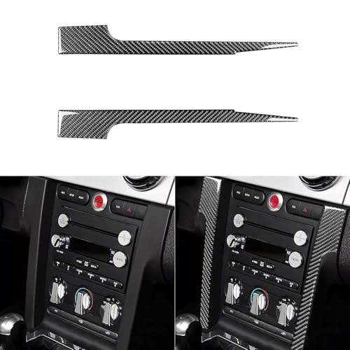 Real Soft Carbon Fiber Car Accessories Central Console Instrument Side Strips Interior Trim Stickers Compatible with Ford Mustang GT Shelby 2005 2006 2007 2008 2009 - color: Console Strips-black