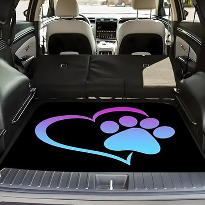 Universal Car Trunk Mat 29" x 39", Heart Dog Paw Print All Weather Trunk Protection Cargo Liner, Durable Cargo Mat Rear Trunk Liner, Stylish Vehicle Interior Accessories Suitable for Most Car Models - color: Heart Dog Paw