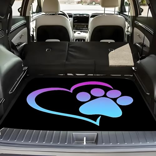 Universal Car Trunk Mat 29" x 39", Heart Dog Paw Print All Weather Trunk Protection Cargo Liner, Durable Cargo Mat Rear Trunk Liner, Stylish Vehicle Interior Accessories Suitable for Most Car Models - color: Heart Dog Paw