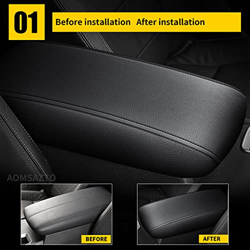 AOMSAZTO Console Covers for 2013-2018 Nissan Altima Armrest Covers for Nissan Altima Leather Black with Black Stiches - size: 2013-2018 Nissan Altima