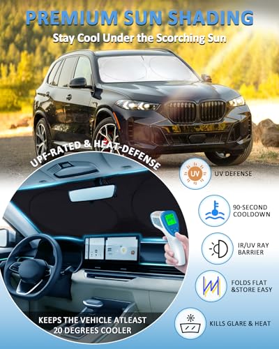Sunshade for X5 Windshield Sun Shade for BMW X5 2019-2025 2026 Accessories Foldable Front Window Shield Cover Sun Visor Protector Block UV Rays - size: Fit BMW X5 2019-2025