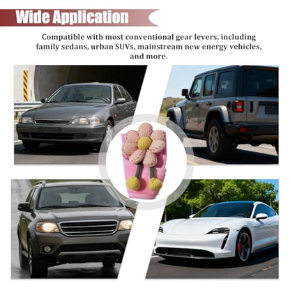 Car Gear Shift Cover, Flower Design Vehicle Hand Brake Gear Cover for Manual/Automatic Shift Knob, Automotive Interior Shifter Stick Protector Decoration Accessories, Universal Fit