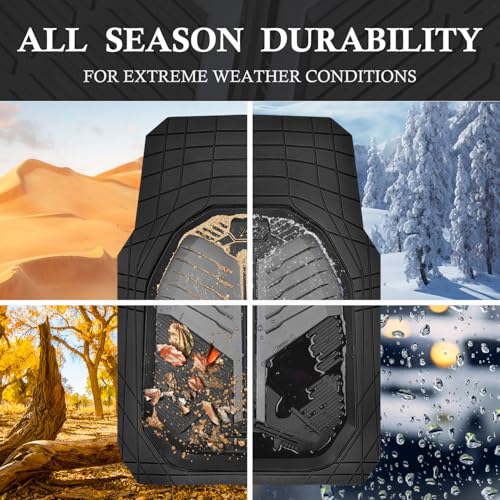 CAR PASS Heavy Duty Rubber Car Mats, Deep-Dish Car Floor Mats All Weather, Universal Two-Tone Trim-to-Fit for SUVs Trucks Sedans, Waterproof Anti-Slip, 3 Pieces V12 Black and Charcoal - color: Black and Charcoal