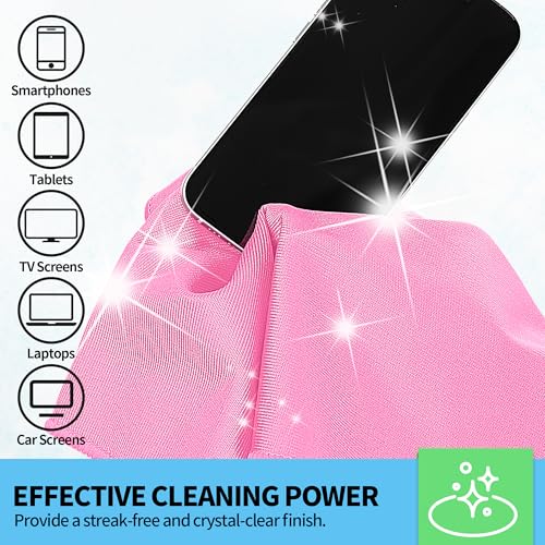 Microfiber Cleaning Cloth - 10 Pack Glasses Cleaning Cloth, 16" x 14" Window Cleaning Rags, Streak Free Lint Free Polishing Cloths Wipes for Eye Glass, Stainless Steel, Windshield, Pink - color: Pink, size: 10 Pk-16" X 14"
