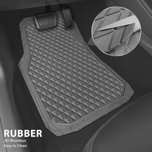 CAR PASS Gray Rubber Car Floor Mats & Cargo Liners, Durable Anti-Slip 3D Rhombus Waterproof Automotive Pad Trim Fit Liner All-Weather Trunk Mats Full Set Universal Fit Auto Van Sedan SUV Truck Gray - color: Gray With Cargo Liners
