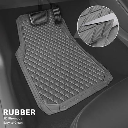 CAR PASS Gray Rubber Car Floor Mats & Cargo Liners, Durable Anti-Slip 3D Rhombus Waterproof Automotive Pad Trim Fit Liner All-Weather Trunk Mats Full Set Universal Fit Auto Van Sedan SUV Truck Gray - color: Gray With Cargo Liners