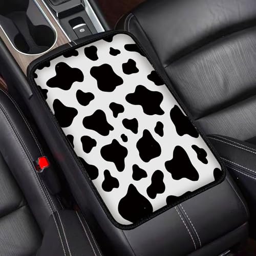 Universal Fit Center Console Armrest Cover - Soft, Stylish & Washable Pad for Car, Truck, SUV and RV, All-Day Comfort, Enhanced Protection - Brown Marble Pattern Design (Cow Pattern) - color: Cow pattern