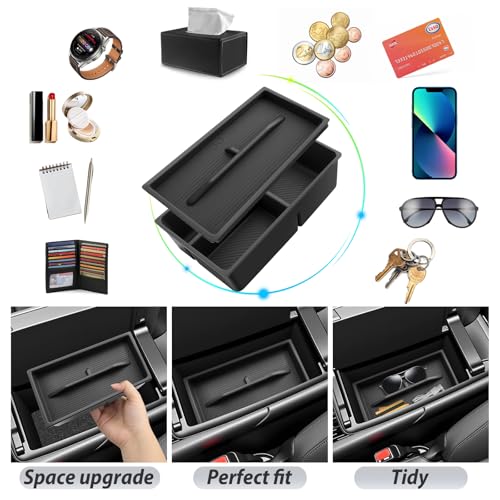 SKTU 2-Pack 2023 2024 2025 2026 Lexu s RX350 Center Console Organizer for 2023-2026 Lexu s RX350/RX450h/RX500h Console Tray 2023 2024 2025 2026 RX350 Accessories with Sunglasses Holder [Double Layers] - color: 2Pcs 2023-2026 RX