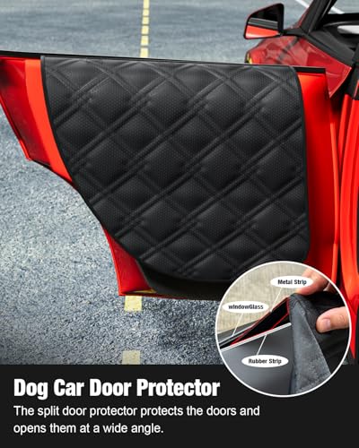 Dog Car Seat Cover for Back Seat Compatible with Tesla Model Y — Hard Bottom Pet Travel Hammock with Seat Extender, Waterproof Backseat Dog Cover with Door & Headrest Protectors - size: Tesla Dog Car Seat - Hard Bottom