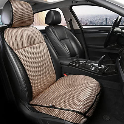 Auto Newer Luxury Breathable Car Seat Cover Fit Four Seasons, Universal Front of Car Seat Cushions, Bottom Seat Covers of Full Wrapped Edge,Universal Fit for 95% Cars,SUV,Pickup(Beige,1PCS) - color: Beige-1PCS