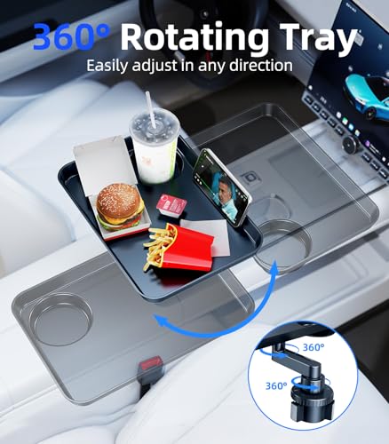 Car Cup Holder Tray, Car Food Tray Table for Car Eating Lunch, Cup Holder Expander Insert Interior, Long Road Trip Essentials Travel Patrol Accessories Drink Holder Organizer for Semi Truck Rv
