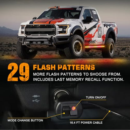 XRIDONSEN 2PCS 60 inch Amber Red Running Board Lights Strip 720 LED Emergency Strobe Lights Flashing Warning Safety Hazard Caution Side Light for Tow Plow Trucks Construction Vehicles SUV Car - color: Amber/Red