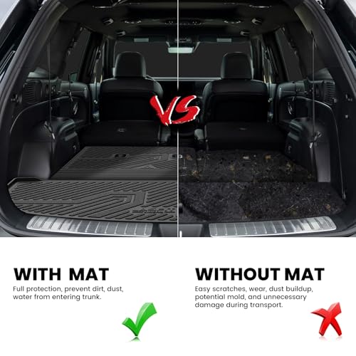 LASFIT Cargo Trunk Mat & Backrest Mats for Hyundai Palisade 2026 All Weather TPE Custom Fit Car Trunk Mats Cargo Liner & Seatback Mats Accessoires, Black - size: 2)For Hyundai Palisade | 2026 | Cargo
