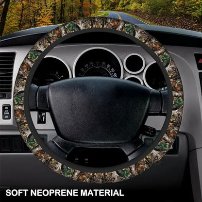 Camo Camouflage Leaf Steering Wheel Cover, Non-slip Breathable Neoprene Steering Wheel Covers, Men Car Accessories Universal 15 Inch Fit Auto, Suvs, Truck - color: Camouflage Leaf