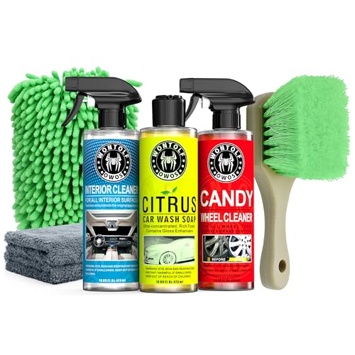 Wontolf Complete Car Wash Cleaning Kit, Car Interior Detailing Kit with Car Wash Soap, Interior Detailing Cleaner, Wheel Cleaner, Wheel Brush, Dying Towel, for Cars Trucks RVs SUVs - size: 2.29 Fl Oz (Pack of 7)