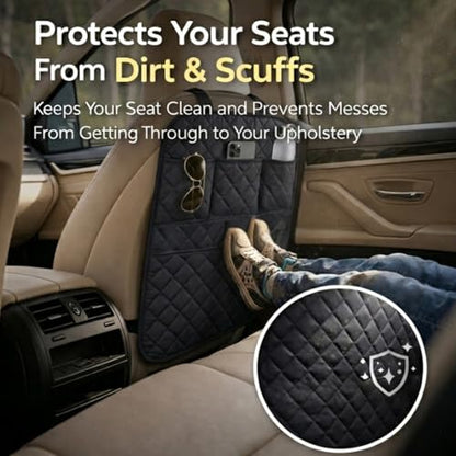 SAVUK 2 Pack Car Back Seat Cover 3 Pocket + 1 XLarge Pocket Organizer Protector from Dirt Scratches Mud Fit All Automotive Model Waterproof Durable Preventing the Impact of Children Kick 17"x25"