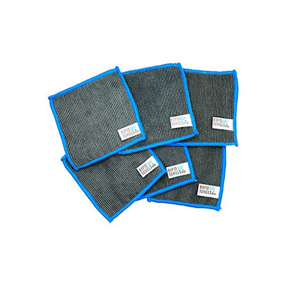 Rapid Dry Towels Micro RDTs Ultra-Soft Microfiber Towels | 6 Pack | 3.9 x 3.9 in | Channel Weave Lint-Free Cleaning Cloths | Scratch-Free Cloth for Glasses, Car Interior, Camera Lens & Electronics