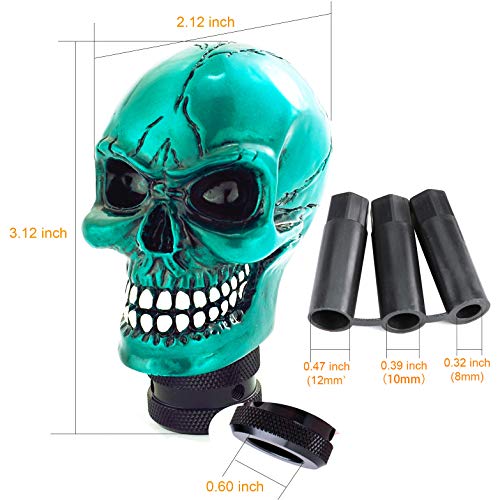 Arenbel Car Shifter Knobs Racing Gear Lever Skull Head Manual Shift Stick Handle Fit Most Auto Manual Vehicles, Blue - color: Light Blue