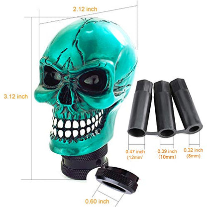 Arenbel Car Shifter Knobs Racing Gear Lever Skull Head Manual Shift Stick Handle Fit Most Auto Manual Vehicles, Blue - color: Light Blue