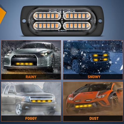 Nilight 4PCS LED Strobe lights 12V 24V Sync Feature Amber 24LED Emergency Hazard Warning Lights with Controller Hard Wire or Cigarette Lighter Plug for Car Truck RVs Campers - color: Amber w/Controller