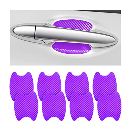 8PCS Car Door Handle Sticker, Carbon Fiber Anti-Scratches Car Door Cup Protector, Non-Marking Auto Door Handle Protective Film, Self-Adhesive Door Side Paint Protector for All Cars (Purple/8PCS) - color: Purple/8PCS