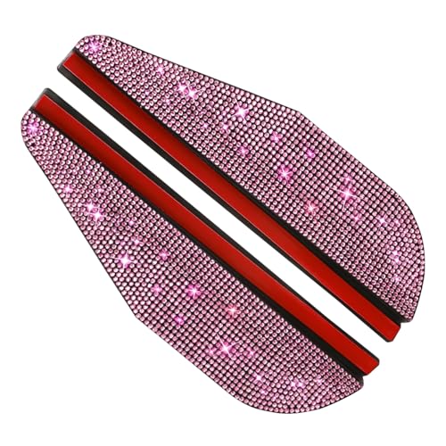 2PCS Bling Car Side Mirror Rain Visor Guard, Rhinestones Automotive Rear View Mirror Rain Eyebrows, PVC Rainproof Vehicle Side Mirrors Smoke Shade Cover for Car, Truck, SUV (Pink) - color: Pink