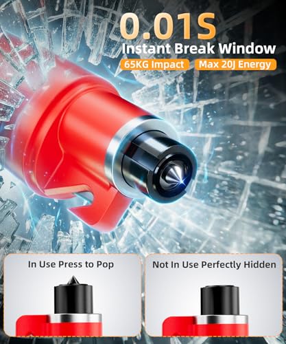 TICARVE Emergency Window Breaker Seatbelt Cutter, LED Flashlight & 120dB Survival Whistle- Automotive Safety Equipment-Emergency Escape Tool Kit - color: Red