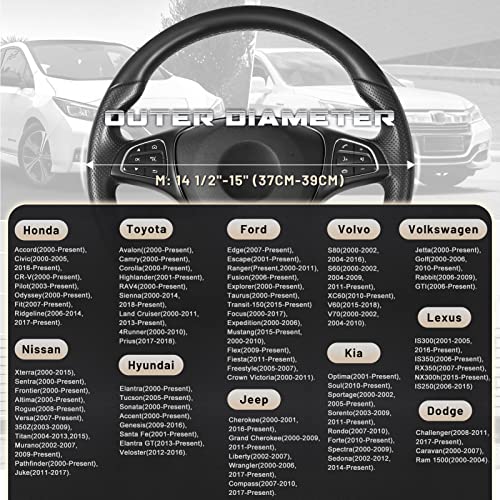 SEG Direct Car Steering Wheel Cover Universal Standard Size 14.5-15 inch, Black and White Microfiber Leather - color: Black and White, size: Standard size[14 1/2''-15'']