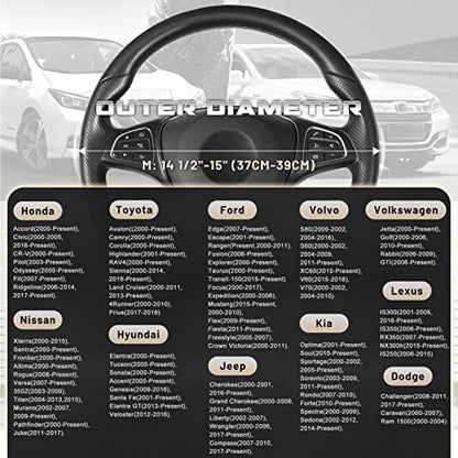 SEG Direct Car Steering Wheel Cover Universal Standard Size 14.5-15 inch, Black and White Microfiber Leather - color: Black and White, size: Standard size[14 1/2''-15'']