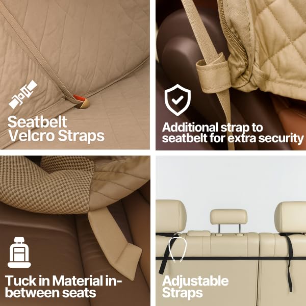 Formosa Covers Water Resistant Durable Deluxe Quilted Back Seat Bench Cover - Fits All Cars, Trucks, and SUVs - 56" W (Taupe) - color: Taupe