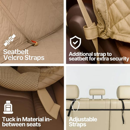 Formosa Covers Water Resistant Durable Deluxe Quilted Back Seat Bench Cover - Fits All Cars, Trucks, and SUVs - 56" W (Taupe) - color: Taupe