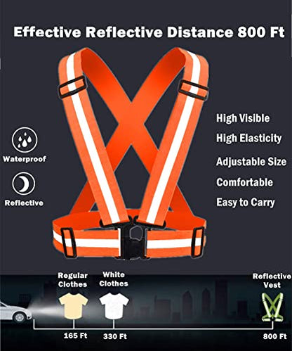 Reflective Vest, High Visibility Safety Vest Straps Reflective Gear for Night Running Walking Cycling for Men Women Kids - color: Red