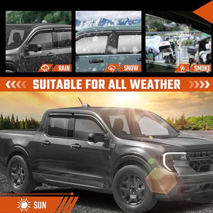 Rain Guards Compatible with Ford Maverick 2022 2023 2024 2025 2026, Tape-on Durable Side Window Visors Wind Deflectors 2022-2026 Maverick Rain Guard Black 4 PCS - size: 2022-2025 Ford Maverick (Tape-On)