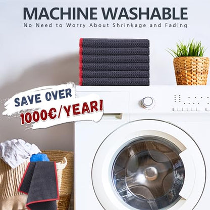 Airlab Microfiber Cleaning Cloth Waffle Weave Dust Rags for Household Kitchen Towel Absorbent Quick Drying Cleaning Rags Streak Free Lint Free, 6 Pack,12 x 12 Inches, Grey - color: Grey, Pack of 6