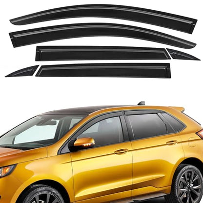 Rain Guards Compatible with Ford Edge 2015 2016 2017 2018 2019 2020 2021 2022 2023 2024, Tape-on Durable Side Window Sun Wind Deflectors, 2015-2024 Edge Rain Guard Black 6 PCS - size: Fit for Ford Edge 2015-2024