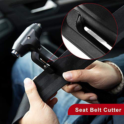 MOTORBUDDY 2-Pack Car Safety Hammer, 3-in-1 Auto Emergency Escape Hammer with Window Breaker and Seat Belt Cutter, Striking Black Emergency Escape Tool for Car Accidents - color: Black