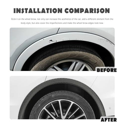 2PCS Trim Protector with Strong Adhesive, Carbon Fiber Flares Sticker for Wheel Eyebrow Protection & Car Decorations, Universal Flares for Most Door Trunk Hood