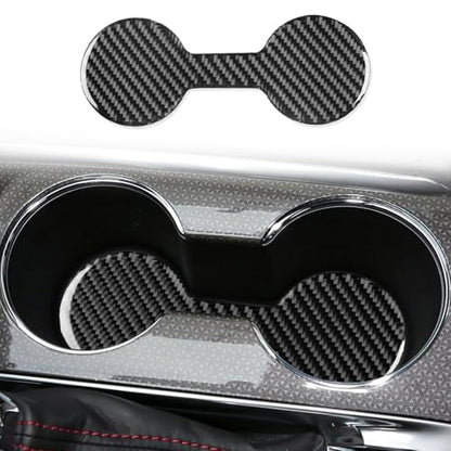 Black Carbon Fiber Compatible with Chevy/Chevrolet Malibu 2016-2025 2017 2018 2019 2020 2021 2022 2023 2024 Accessories Car Cup Coaster Cup Holders Embedded Cover Interior Trim Decal - color: Cup Holder Pad