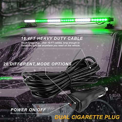 ASPL 38.5" 78 LED Strobe Light Bar Double Side Flashing High Intensity Emergency Warning Flash Strobe Light with Magnetic Base for Safety Construction Vehicles Tow Trucks Pickup (Green/White) - color: Green/White
