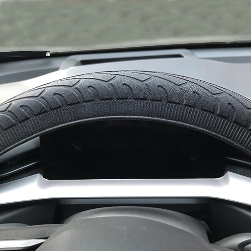 Universal Steering Wheel Cover：13.5 to 15 Inches Stretchable Silicone Anti Skid Steering Wheel Protector Fit for Most Car Models Including Round D Shape or Special Shape (Black) - color: Black